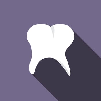 Tooth icon in flat style on a violet background