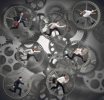 Businesspeople as gear parts of a machine