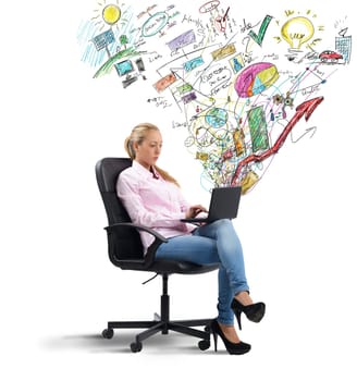 Businesswoman working on her project analyzing profits