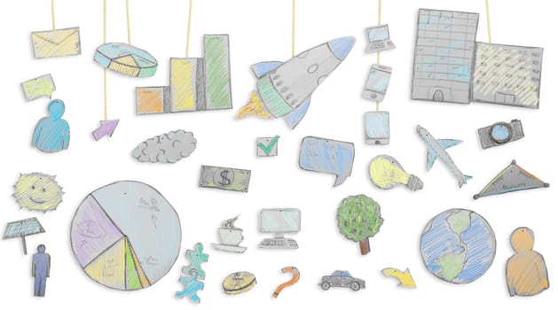 Sketch of a new creative project made with pieces of paper