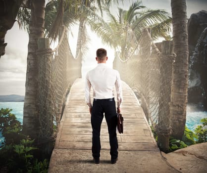 Businessman is finally enjoying his summer holidays