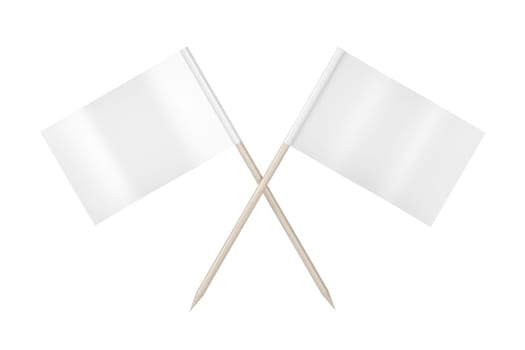 Front view of blank toothpick flags, isolated on white background