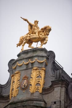 Brussels, Belgium-December 31,2016: Around the Grand Place are located former guild house. Each of them has a unique shape