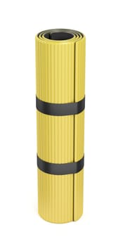 Yellow yoga mat on white background