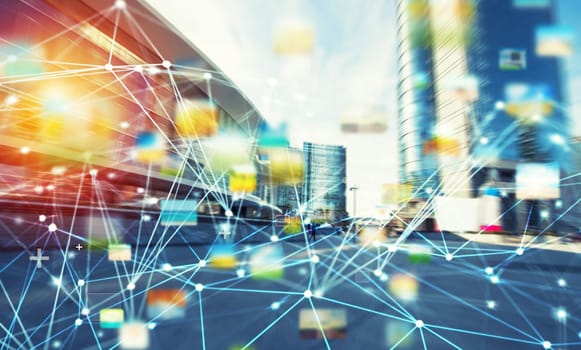 Futuristic abstract internet connection network background with motion effects