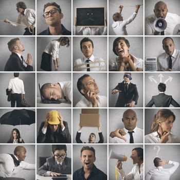 Business,crisis and problem concept collage