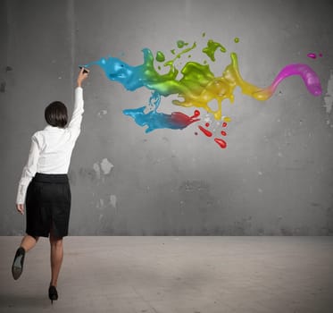 Concept of creative business with a businesswoman who draws