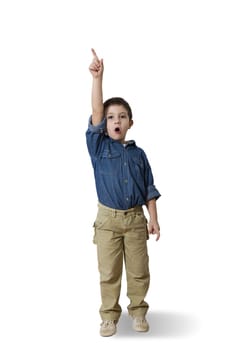 Child at school on isolated background