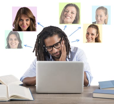 Man chat with girls on social network