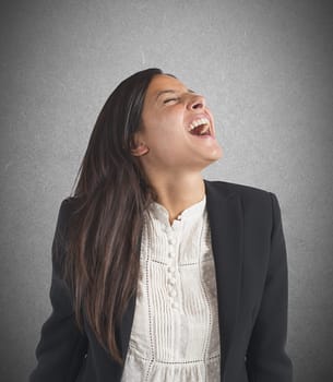 Crazy businesswoman stressed out from work screams