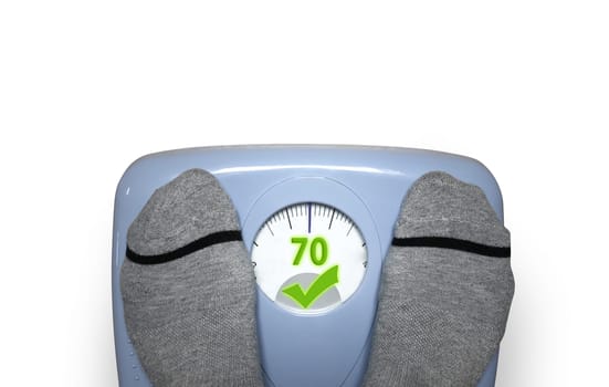 Person check his weight with a balance