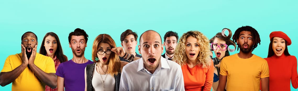 People with wondered, surprised and happy expression are shocked