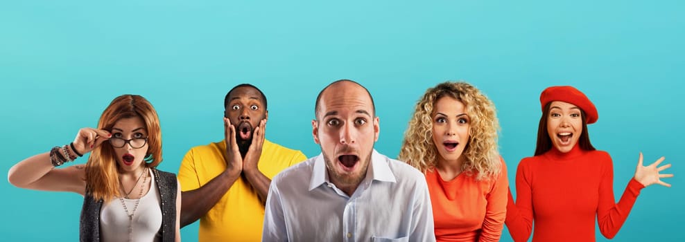 People with wondered, surprised and happy expression are shocked