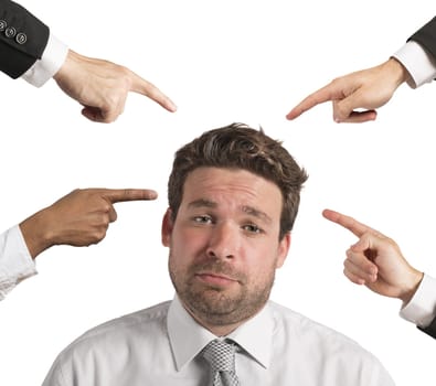 Businessman upset by the accusations of colleagues