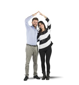 Happy couple in love dreams a house