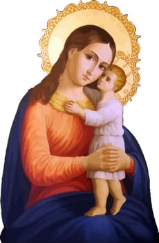 mary eleusa child mother madonna congregation sacred hearts jesus orthodox illustration