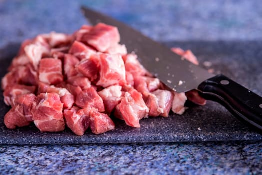 raw pork chop in a closeup