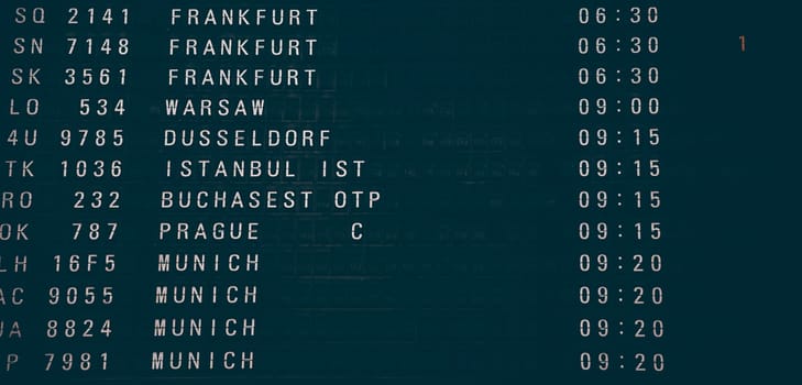 Detail view of a typical airport information board.