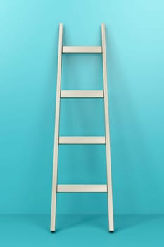 Wooden ladder leaning against the wall
