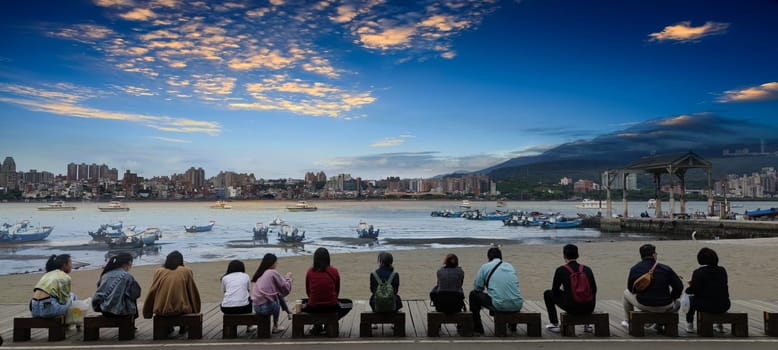 The Beautiful scenery of sunrise in Bali Pier, Bali, New Taipei City,Taiwan