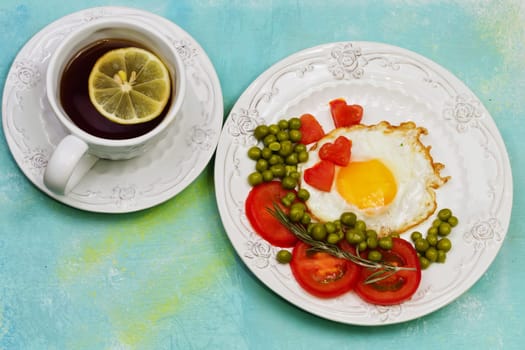 a dish prepared with delicious fried eggs