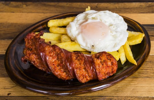 a dish prepared with delicious fried eggs