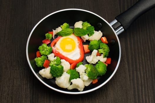 a dish prepared with delicious fried eggs