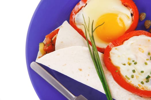 a dish prepared with delicious fried eggs