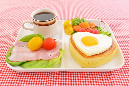a dish prepared with delicious fried eggs