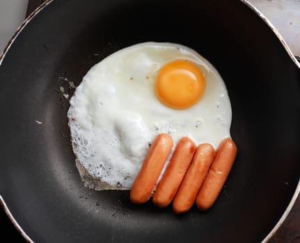 a dish prepared with delicious fried eggs
