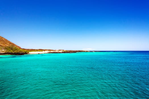 Beautiful turquoise and blue water in the Galapagos Islands in Ecuador