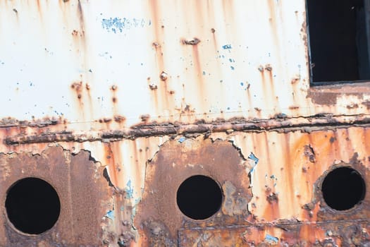 Shipwreck at the pier. harbor of Cagliari - Sardinia.