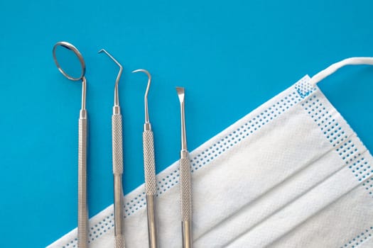 Dentist Professional tools medical equipment isolated on white background in Dental office. Dental Care conceptual image background.