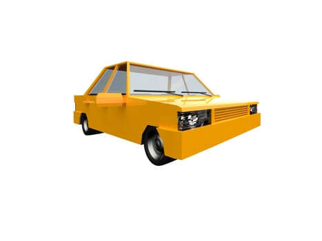 3D llustration Yellow Family Urban Car, Generic City Car Icon, Low Poly Auto Vehicles Transport Concept Isolated on White Background, Taxi, Flat Sedan Symbol, Car Traffic Infographic Template