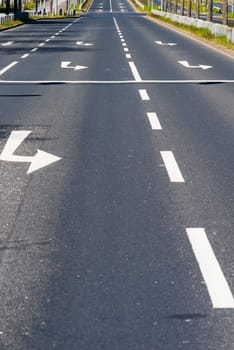 urban city street. empty highway with cityscape