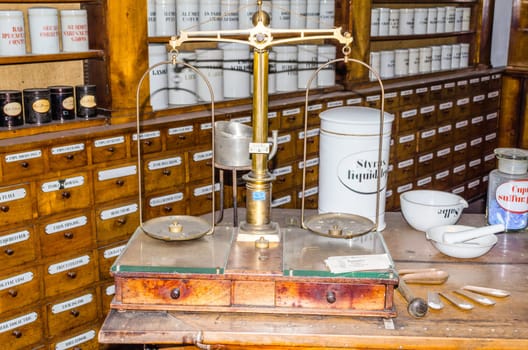 View of an old pharmacy drugstore