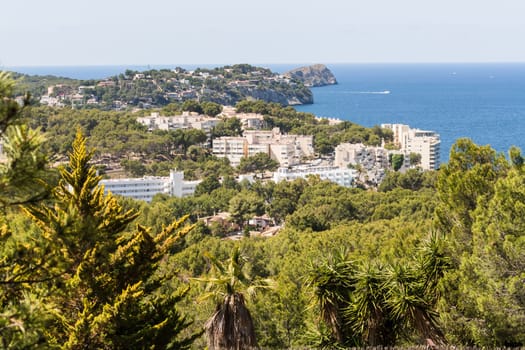 Panorama of the bay Paguera photographed from the mountain in Costa de la Calma.
