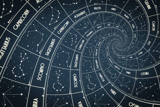 Droste effect background. Abstract design for concepts related to astrology, fantasy, time and magic.