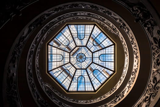 ROME, ITALY - CIRCA SEPTEMBER 2020: the famous spiral staircase with double helix made by Giuseppe Momo in 1932. Vatican Museum.
