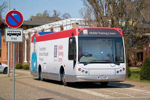 Mobile Training Centre of the American group Edwards Lifesciences at a promotional event in Magdeburg in Germany. Edwards Lifesciences is a leading manufacturer of medical devices for cardiac surgery.
