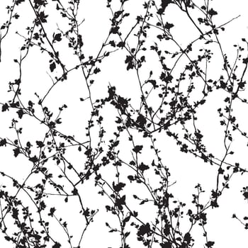 Seamless vector texture of the branches on the white background