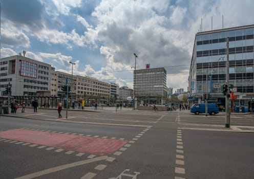 The large Konstablerwache square in downtown Frankfurt, Germany