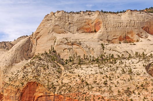 Sculpted White Sandstone on a Sunny Day from Angels Landing in Zion National Park in Utah