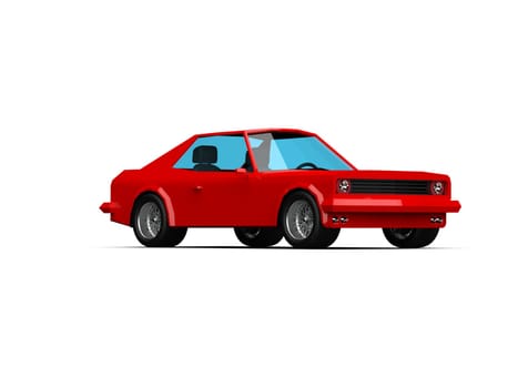 3D llustration Red Race Sport Car, Simple Coupe City Auto Icon, Low Poly Vehicle Transport Concept Isolated on White Background, Polygonal Car Coupe Symbol, Car Traffic Infographic Template