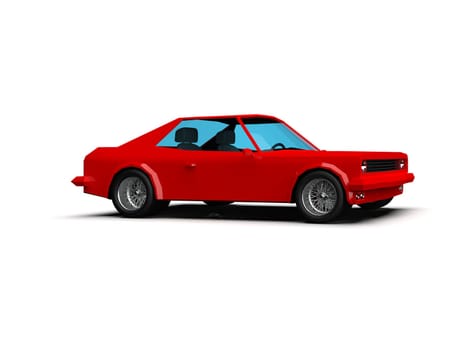 3D llustration Red Race Sport Car, Simple Coupe City Auto Icon, Low Poly Vehicle Transport Concept Isolated on White Background, Polygonal Car Coupe Symbol, Car Traffic Infographic Template