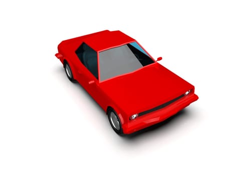 3D llustration Red Race Sport Car, Simple Coupe City Auto Icon, Low Poly Vehicle Transport Concept Isolated on White Background, Polygonal Car Coupe Symbol, Car Traffic Infographic Template