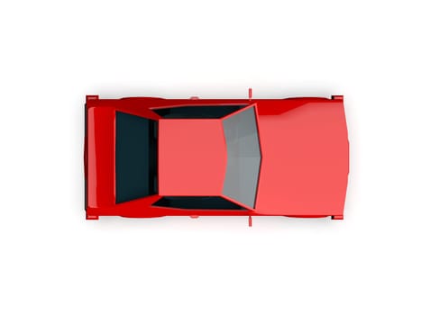 3D llustration Red Race Sport Car, Simple Coupe City Auto Icon, Low Poly Vehicle Transport Concept Isolated on White Background, Polygonal Car Coupe Symbol, Car Traffic Infographic Template