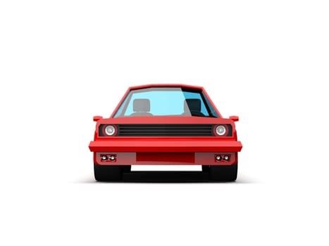 3D llustration Red Race Sport Car, Simple Coupe City Auto Icon, Low Poly Vehicle Transport Concept Isolated on White Background, Polygonal Car Coupe Symbol, Car Traffic Infographic Template
