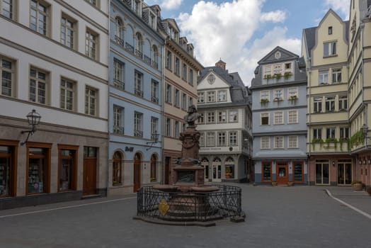 houses in the reconstructed old town of Frankfurt, Germany, fountain, downtown