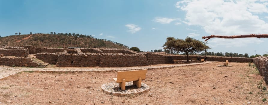 Dungur, or Dungur 'Addi Kilte, ruins of a substantial mansion in Aksum, Ethiopia - Ruins of the palace of the Queen Sheba, Aksum civilization at Axum city in Ethiopia. Archeology, on UNESCO world heritage site